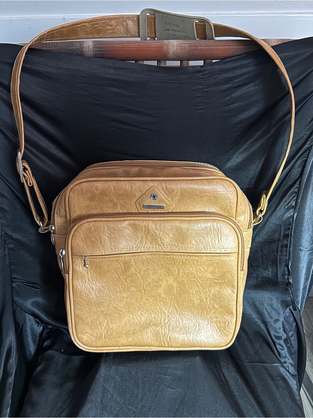 Tan Leather-Style Men's Duffel Crossbody Bag